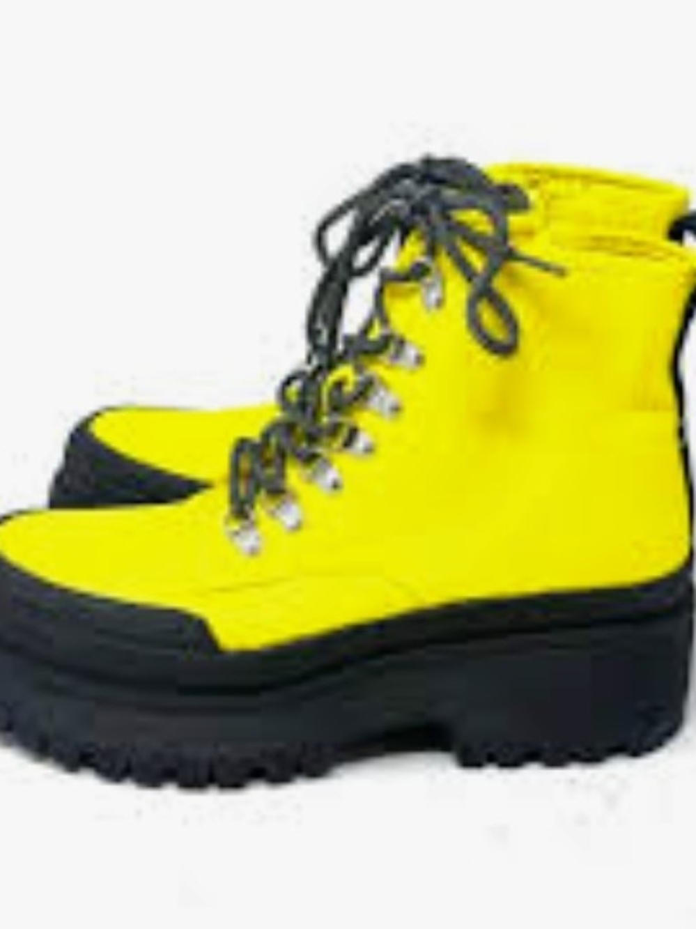 Steve Madden Yellow Lace-Up Platform Ankle Boots with Black Lug Sole